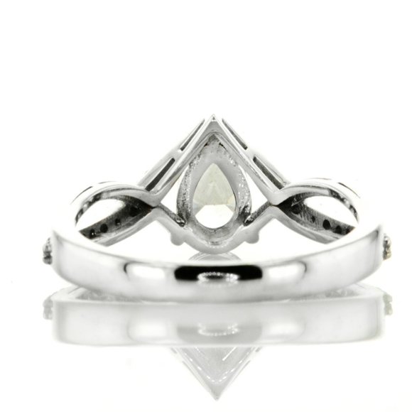 Diamond Infinity Engagement Ring Split Shank 0.86 Ct Natural Pear White 14K Gold - Picture 6 of 9